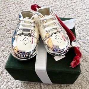 Things Remembered Silver Baby Bootie Ornament My First Christmas Shoes Vintage
